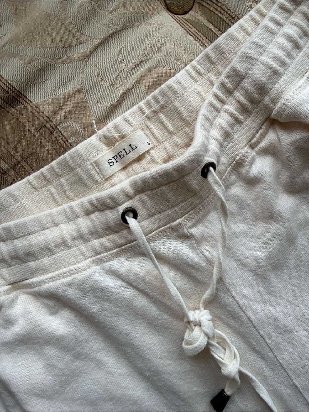 Cream Track Pants with Gold Side Stripe - Picture 2 of 4